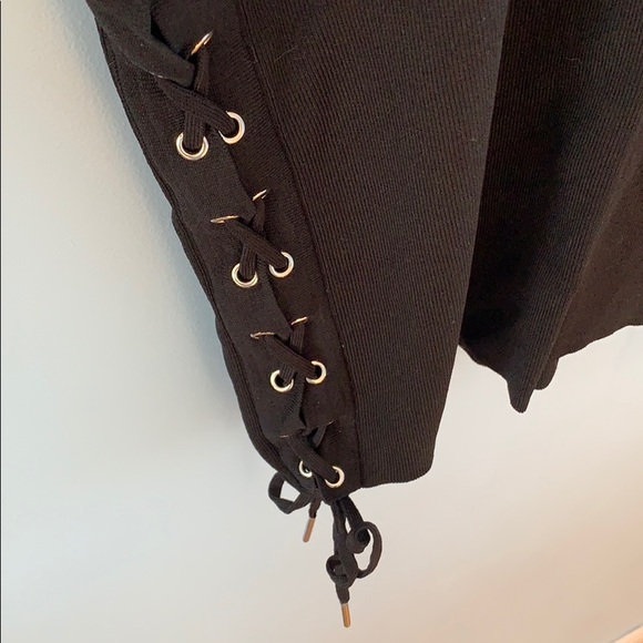 Rebel Wilson x Angels Side Lace Up Knit Top Black - Picture 4 of 6